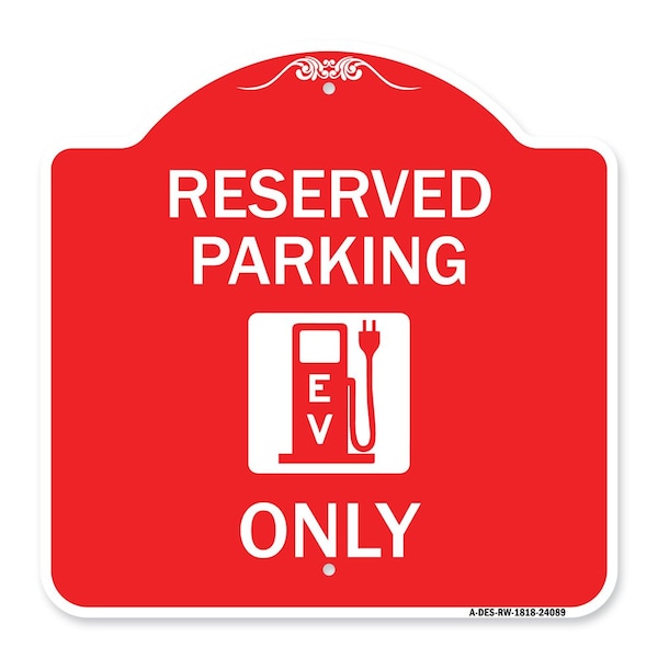 Signmission Ev W/ Electric Vehicle Charging Station Graphic, Red & White Aluminum Sign, 18" x 18", RW-1818-24089 A-DES-RW-1818-24089 - main